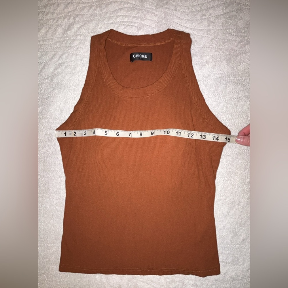Chicme Ribbed Roundneck Built-in Bra Tank Top. - Picture 2 of 7